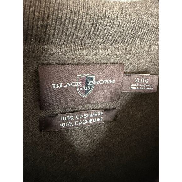 Black Brown 1826 Cashmere Collar Sweater Long Sleeve Preppy Men's XL - Picture 5 of 7